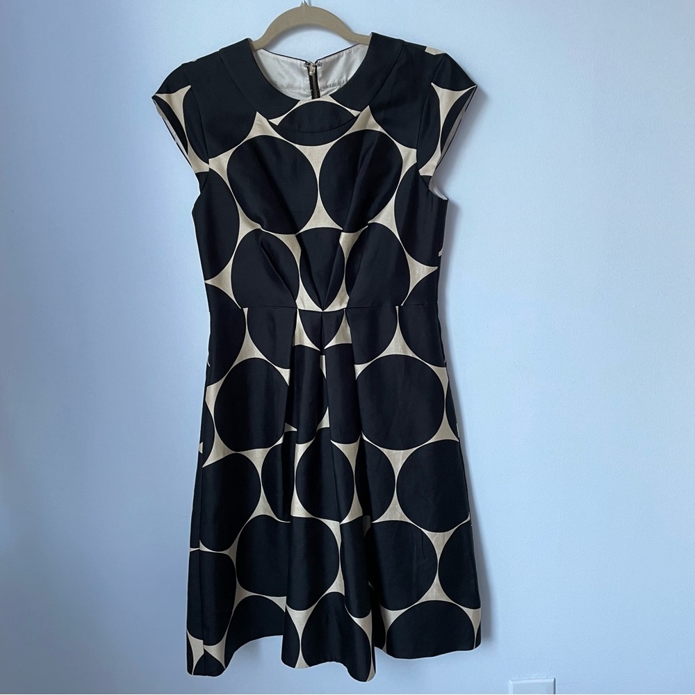 Kate Spade Black Tan Fit and Flare Size 4 Circle Dress